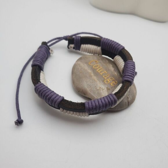 Purple woven braided survivalist brutalist bracelet simplistic jewelry staple - Picture 1 of 2